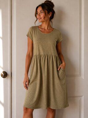 Universal Thread Olive Short Sleeve Midi Dress